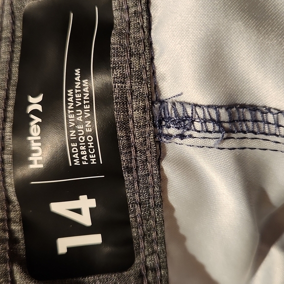 Hurley navy blue green stripe swim trunks boardshorts size 14 - Picture 7 of 10